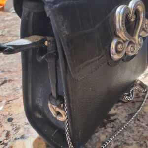Brighton Black Leather Crossbody with Silver Heart Accent